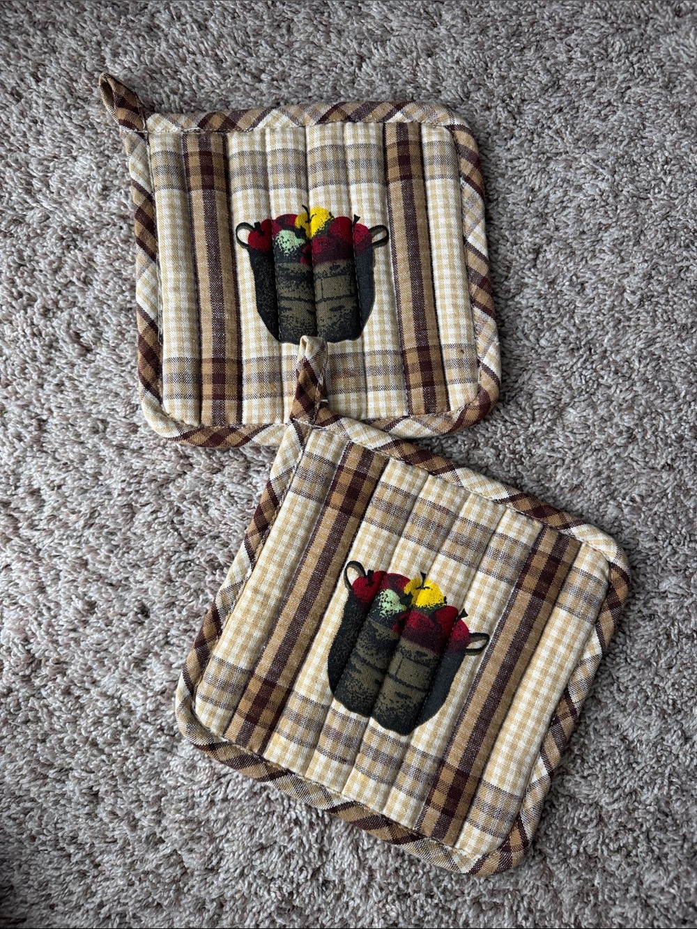 Fall apple plaid Pot holder pad